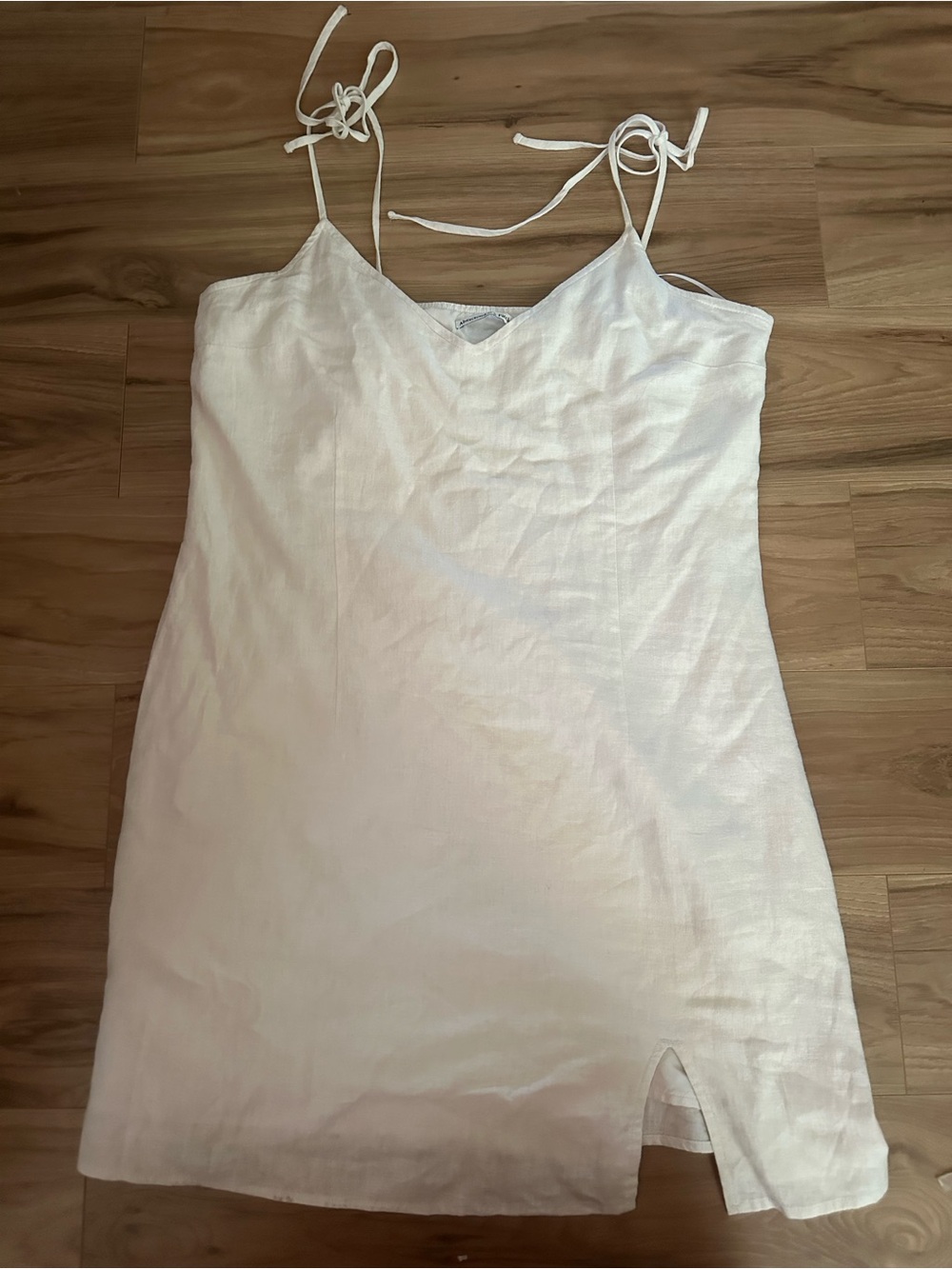 Abercrombie & Fitch White Tie-Shoulder Slip Dress
